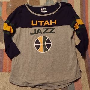Utah Jazz Women's T-Shirt Raglan Baseball 3/4 Long Sleeve…
